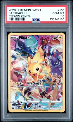 2023 POKEMON SWORD & SHIELD CROWN ZENITH #160 FULL ART/PIKACHU PSA 10 - Image 1
