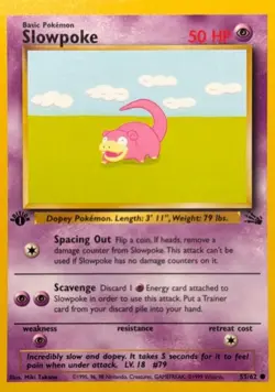POKEMON FOSSIL 1ST EDITION SLOWPOKE 55/62 - Image 1