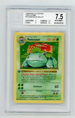 Venusaur 1999 Pokemon Base Set 1st Edition BGS 7.5 #15 - Image 1