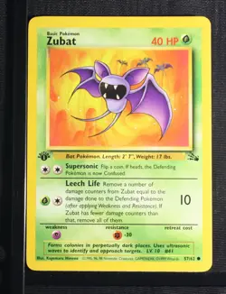 PSA 9 MINT 1999 Pokemon Fossil #57 Zubat 1st Edition !!! - Image 3