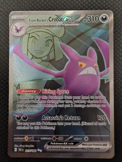 Team Rocket's Crobat ex 217/182 Double Rare Full Art Pokemon Destined Rivals NM - Image 1