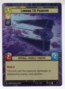 Star Wars Unlimited SotG Foil Hyperspace Card SHD456 Lurking TIE Phantom - Image 1