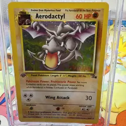 Pokemon TCG Aerodactyl 1st Edition Prerelease Cosmos Holo Card 1/62 CGC MINT 8 - Image 3