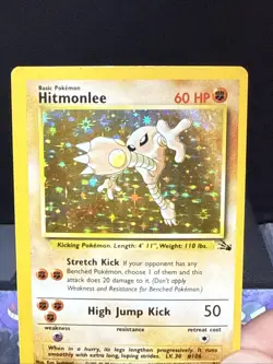 Pokemon Card Hitmonlee 7/62 Fossil Set Rare Holo WOTC Light Play 3 - Image 2