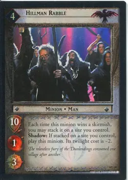 Lord Of The Rings CCG Foil Card TTT 4.U24 Hillman Rabble - Image 1