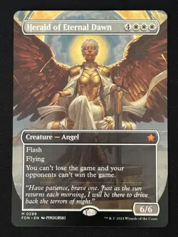 1x MTG Herald of Eternal Dawn (Borderless) - Foundations (FDN) #299 - Magic - Image 1