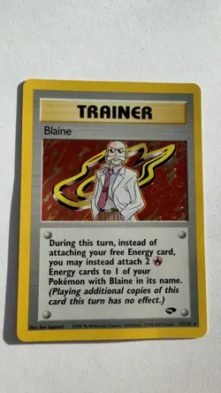 Vintage Pokemon TCG Blaine Trainer Gym Challenge 17/132 Holo Unlimited Rare - Image 1