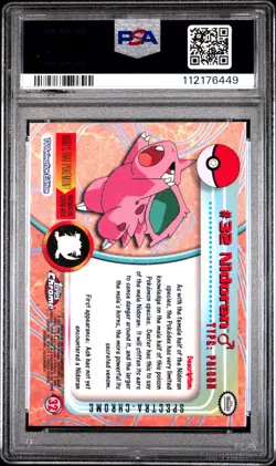 2000 TOPPS CHROME POKEMON T.V. SPECTRA #32 NIDORAN PSA 9 - Image 2