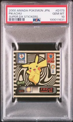 PIKACHU D173 POKEMON SUPER DX STICKERS 2000 AMADA JAPANESE PSA 10 (POP 1) - Image 1