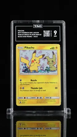 Pikachu 2019 Pokemon Black Star Promo Almost 10 TAG 9 #SM162 - Image 1