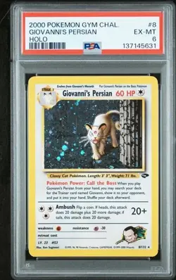2000 Pokemon Gym Challenge Giovanni's Persian Holo #8 PSA 6 - Image 1