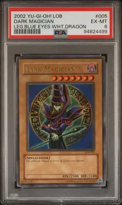 2002 YU-GI-OH! LOB-LEGEND OF BLUE EYES WHITE DRAGON #005 DARK MAGICIAN PSA 6 - Image 1