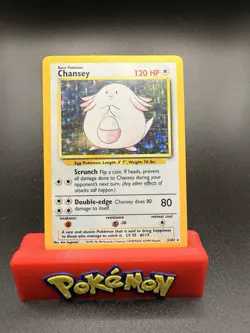 Pokemon TCG Chansey Base Set Holo Unlimited Rare Card 3/102 LP/NM Condition - Image 1