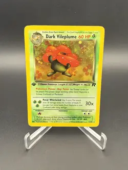 Pokemon Dark Vileplume Holo Rare Card 13/82 First Editon Swirl - Image 1