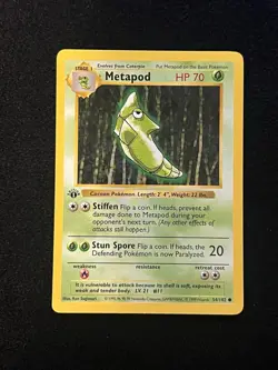 2x Metapod 54/102 1st Edition - Pokemon Base Set 1st Edition (Shadowless) - Image 1