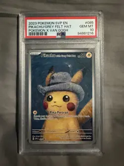 2023 POKEMON SVP POKEMON X VAN GOGH PROMO #085 PIKACHU WITH GREY FELT HAT PSA 10 - Image 1