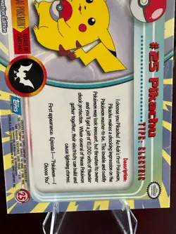 Pikachu #25 Topps Blue Label TV Animation Edition Pokemon TCG 1999 NM - Image 5