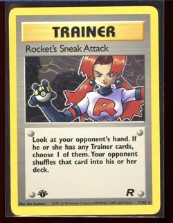 Rocket's Sneak Attack 72/82 Rare Ex/NM 1st Edition Team Rocket Pokemon - Image 1