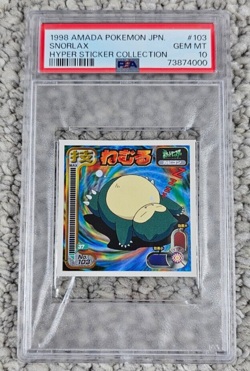 1998 Pokemon Amada Japan Snorlax Hyper Sticker Collection #103 PSA 10 Pop 3 - Image 1