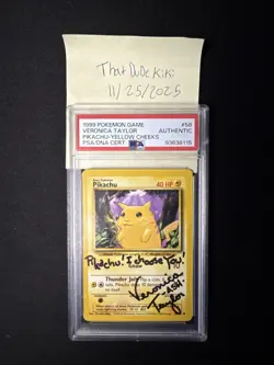 Pokemon TCG Pikachu Yellow Cheeks Signed By Veronica Taylor (VA For Ash) - Image 1