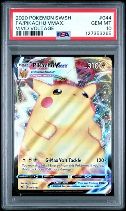 2020 POKEMON SWORD & SHIELD VIVID VOLTAGE #044 FULL ART/PIKACHU VMAX PSA 10 - Image 1