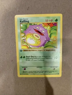 Pokemon TCG WOTC 1st Edition Base Set Koffing Shadowless 51/102 Grey Stamp 1999 - Image 1