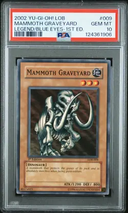 2002 YU-GI-OH! LOB-LEGEND OF BLUE EYES WHITE DRAGON MAMMOTH GRAVEYARD PSA 10 - Image 1