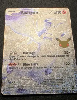 Pokemon TCG Reshiram Full Art 25th Anniversary Celebrations Card 113/114 - Image 1