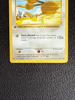 Doduo 48/102 1st Edition Shadowless Pokemon Card Base Set WOTC Common LP - Image 2