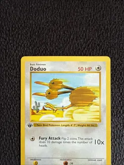 Doduo 48/102 1st Edition Shadowless Pokemon Card Base Set WOTC Common LP - Image 3