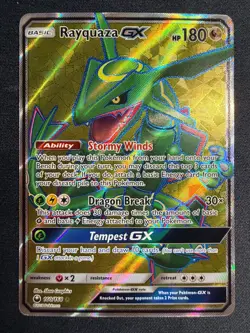 Pokemon Rayquaza GX Full Art Ultra Rare Holo Card SM Celestial Storm 160/168 - Image 1