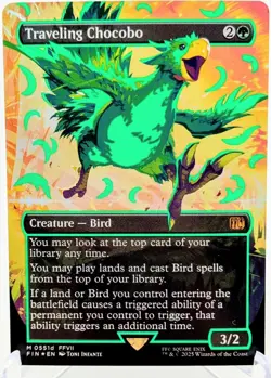 MTG - Traveling Chocobo (Borderless) (Neon Ink Green) Final Fantasy Foil - DMG - Image 1