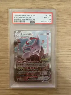 2021 POKEMON SWORD & SHIELD FUSION STRIKE SECRET FULL ART/ESPEON VMAX PSA 10 - Image 1