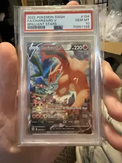 2022 POKEMON SWORD & SHIELD BRILLIANT STARS #154 FULL ART/CHARIZARD V PSA 10 - Image 1