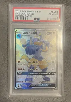 Pokemon 2019 Sun & Moon Hidden Fates Lucario GX SV64/SV94 PSA 10 Gem Mint - Image 1