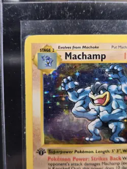 1999 Pokemon TCG Base Set 1st Edition Shadowless Holo Machamp 8/102 MP/HP - Image 2