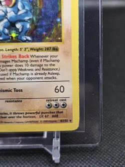 1999 Pokemon TCG Base Set 1st Edition Shadowless Holo Machamp 8/102 MP/HP - Image 4