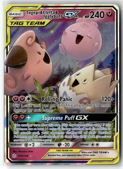Togepi & Cleffa & Igglybuff-GX ⭐ 143/236 Holo Rare GX Cosmic Eclipse Pokemon NM - Image 1