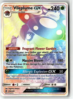 Vileplume-GX ⭐ 250/236 Holo Rare Rainbow Cosmic Eclipse 2019 Pokemon NM - Image 1