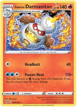 Pokemon - Galarian Darmanitan - 028/189 - Rare - Darkness Ablaze - NM/M - Image 1