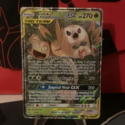 POKEMON TCG Rowlet & Alolan Exeggutor GX 1/236 Unified Minds Tag Team Damaged - Image 1