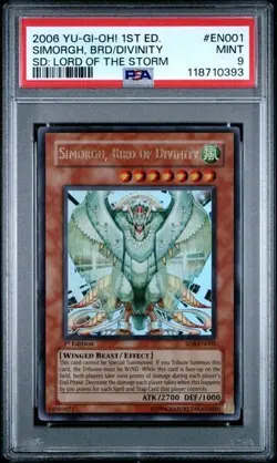 2006 Yu-Gi-Oh! Simorgh, Bird of Divinity SD8-EN001, 1st Edition, PSA 9 MINT! - Image 1