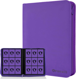 9 Pocket Trading Card Binder 360 Cards PU Cover Zip Album MTG TCG Sports Purple - Image 1
