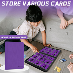 9 Pocket Trading Card Binder 360 Cards PU Cover Zip Album MTG TCG Sports Purple - Image 2