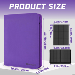 9 Pocket Trading Card Binder 360 Cards PU Cover Zip Album MTG TCG Sports Purple - Image 3