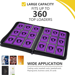 9 Pocket Trading Card Binder 360 Cards PU Cover Zip Album MTG TCG Sports Purple - Image 5