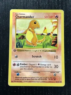 1st Edition Shadowless Charmander 46/102 Base Set Rare Vintage Pokemon Card - Image 1