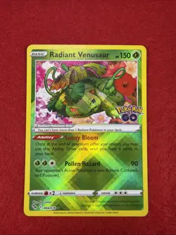 Pokemon TCG Radiant Venusaur Holo Card Pokemon Go 004/078 English - Image 1