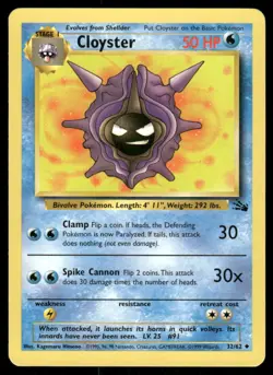 Pokemon Cards Cloyster 32/62 UNLIMITED Fossil WOTC Uncommon NM - Image 1