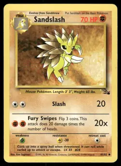 Pokemon Cards Sandslash 41/62 UNLIMITED Fossil Uncommon LP - Image 1